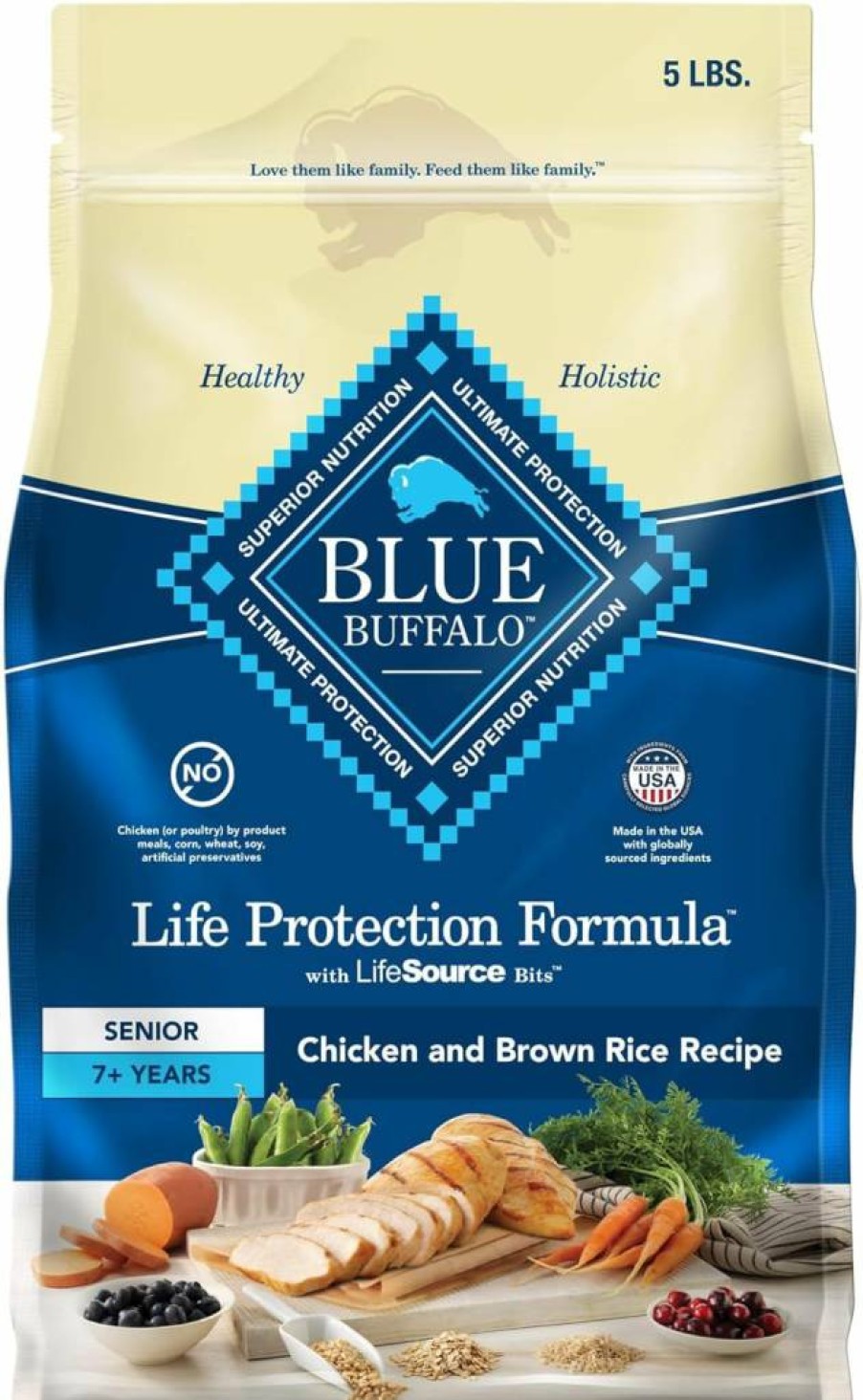 Blue Buffalo Life Protection Senior Dry Dog Food, Chicken & Brown Rice Recipe, 30lb Bag - Natural Ingredients for Joint Health & Mobility