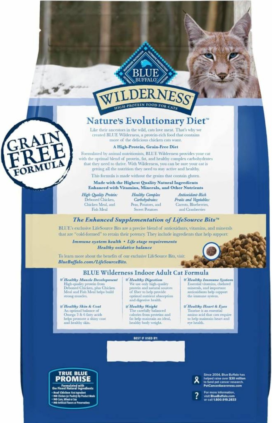 BLUE WILDERNESS High-Protein Grain-Free Adult Dry Cat Food, Natural Chicken Recipe for Indoor Cats, 5-Lb Bag