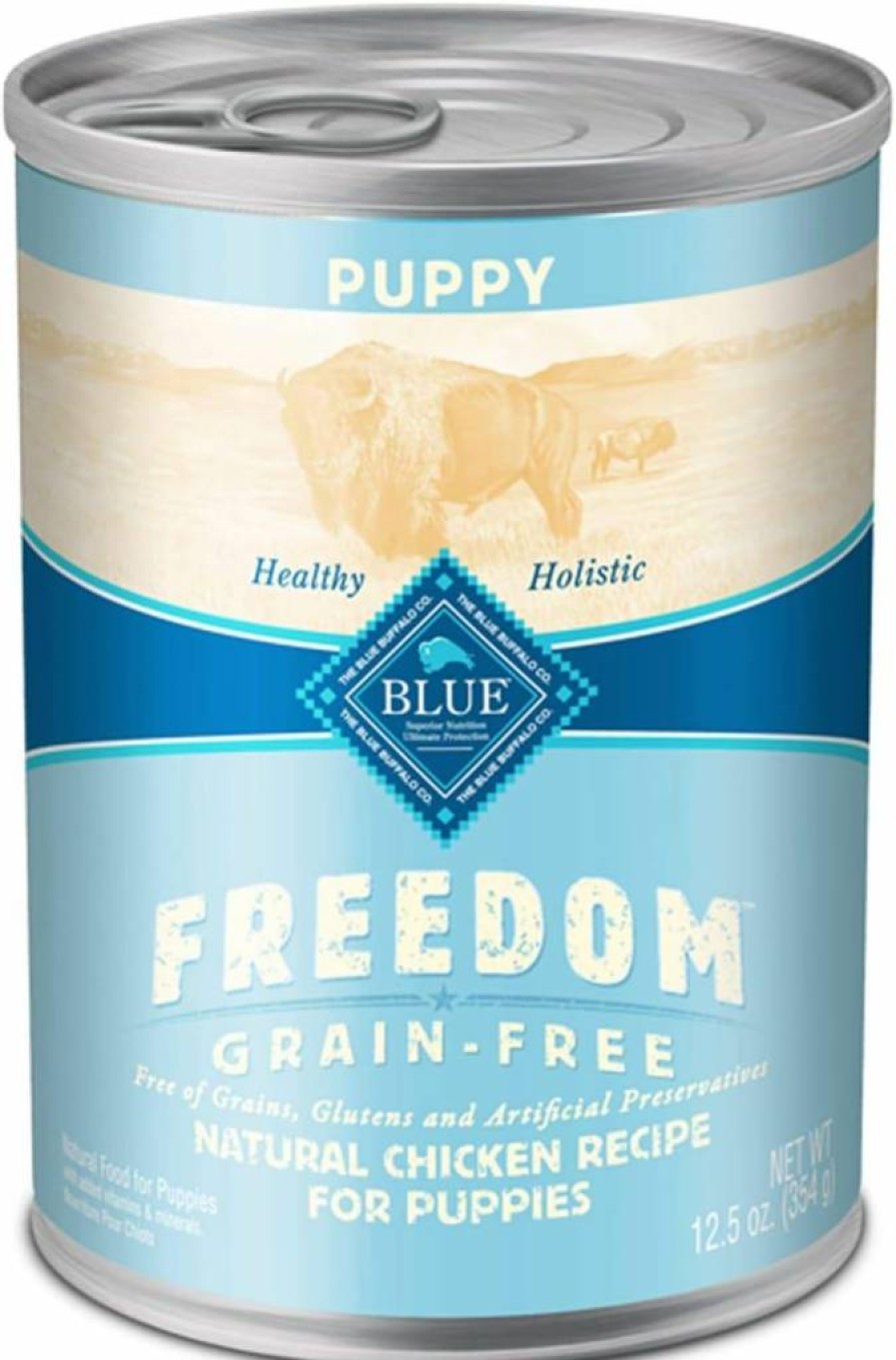 Blue Buffalo Freedom Grain-Free Natural Puppy Wet Dog Food, Chicken Recipe in 12.5oz Cans (Pack of 12) - Healthy Puppy Food