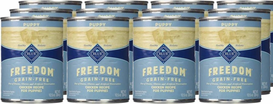 Blue Buffalo Freedom Grain-Free Natural Puppy Wet Dog Food, Chicken Recipe in 12.5oz Cans (Pack of 12) - Healthy Puppy Food