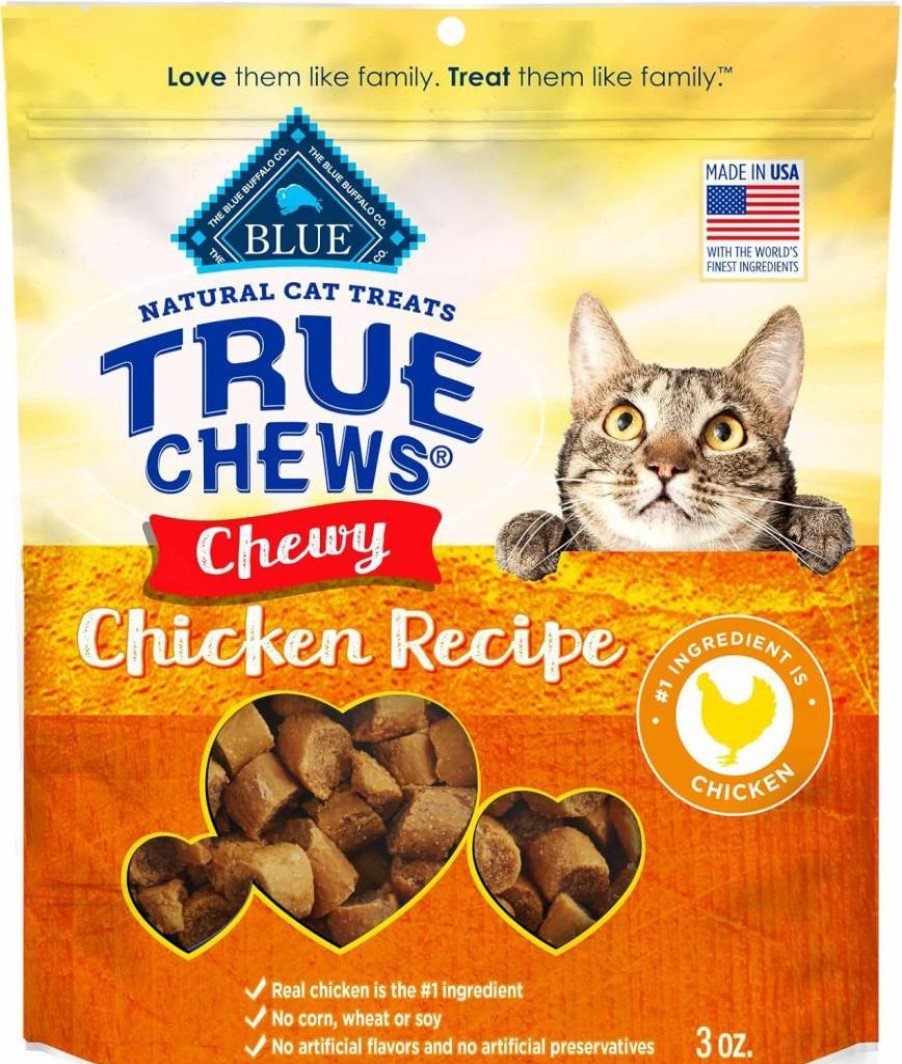 Blue Buffalo True Chews Natural Duck Recipe Cat Treats, 3-Oz Resealable Bag, Made in USA