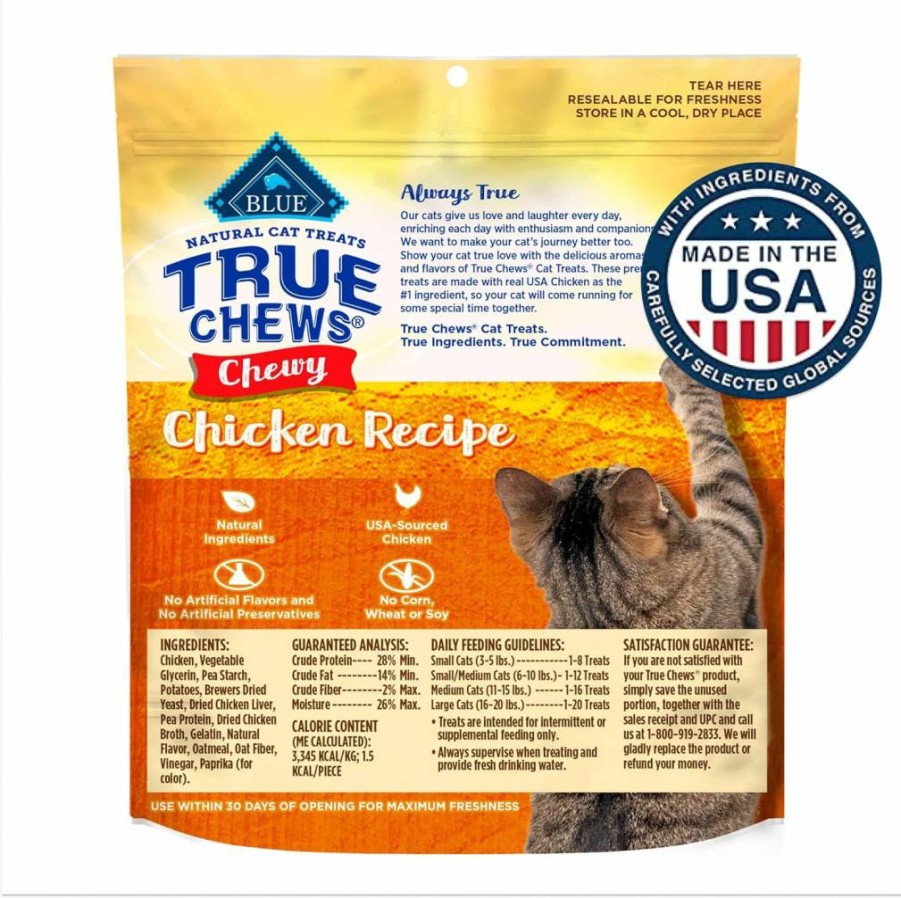 Blue Buffalo True Chews Natural Duck Recipe Cat Treats, 3-Oz Resealable Bag, Made in USA