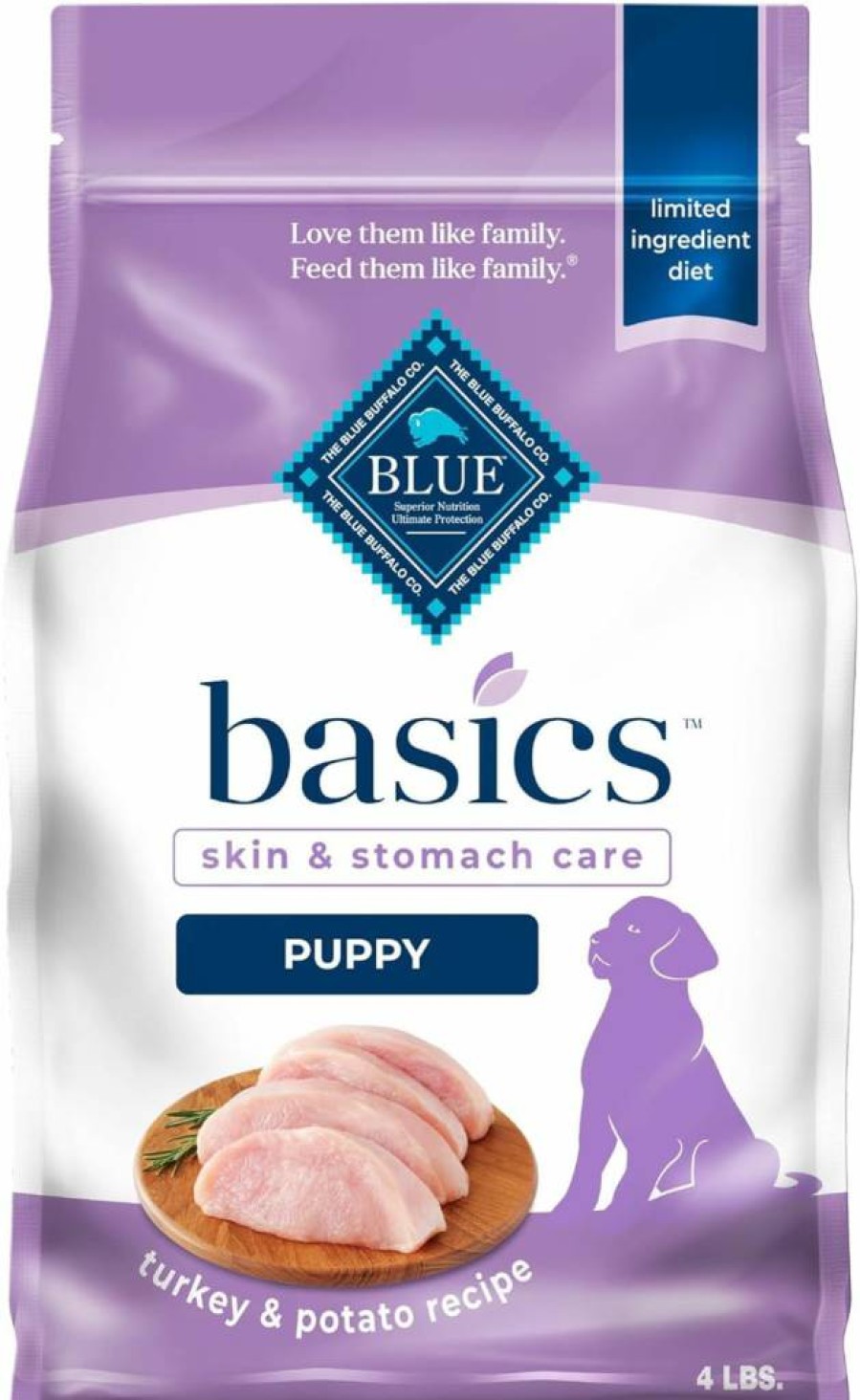 Blue Buffalo Basics Limited Ingredient Dry Dog Food, Turkey Recipe for Puppies with Sensitive Skin & Stomach, 24-Lb Bag