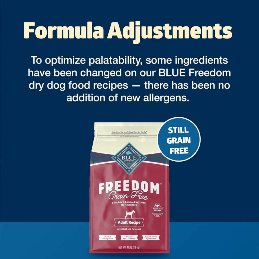 Blue Buffalo Freedom Grain-Free Adult Dry Dog Food, Natural Beef & Potato Recipe, 4lb Bag - USA Made, Balanced Nutrition for Dogs