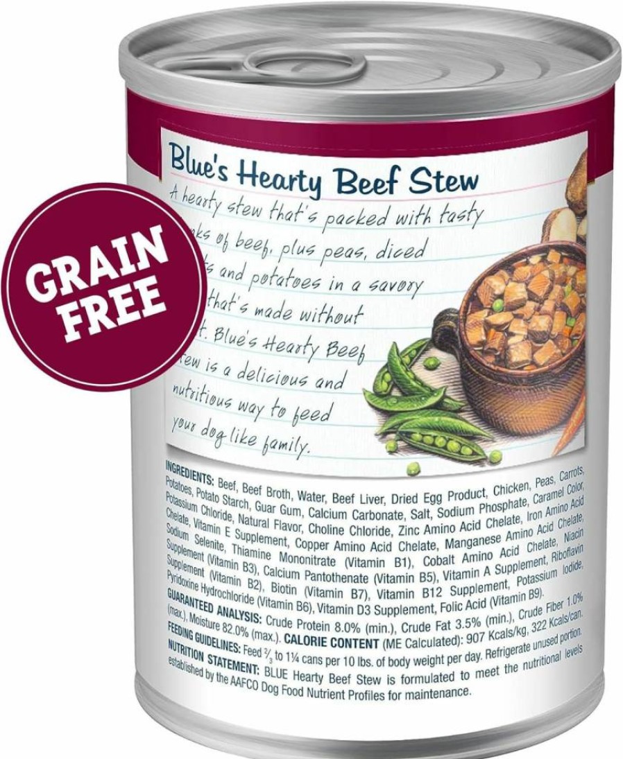 Blue Buffalo Grain-Free Hearty Beef Stew Wet Dog Food, Natural Ingredients, 12.5-Oz Cans (12-Pack)