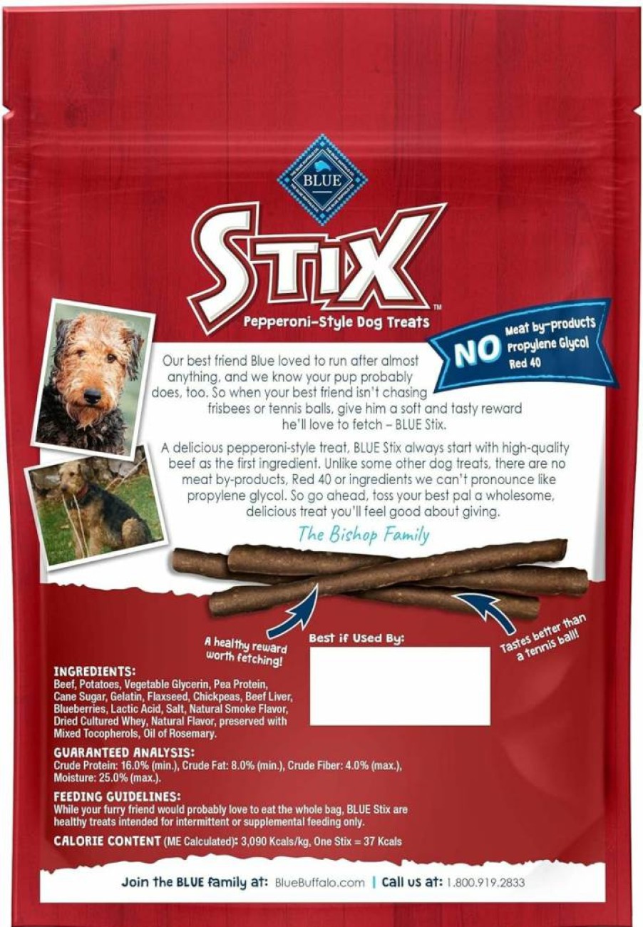 Blue Buffalo Natural Chicken Recipe Dog Treats - Pepperoni-Style Stix, 13-Oz Bag, Healthy & Delicious Snacks for Dogs