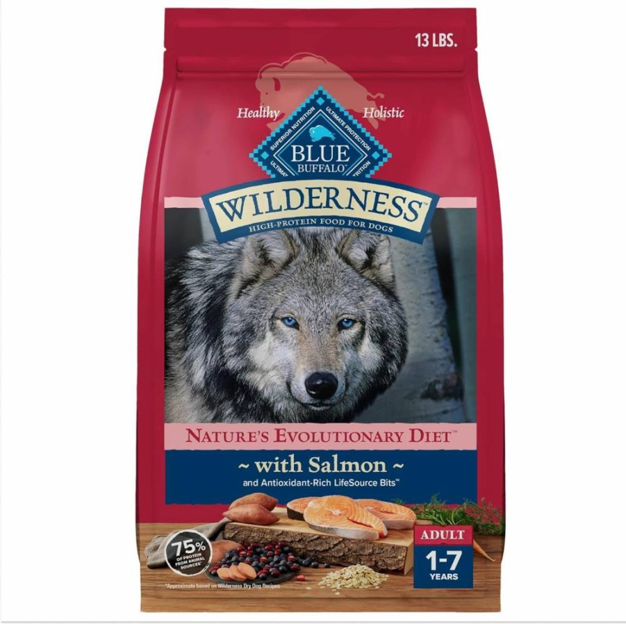 Blue Buffalo Wilderness High-Protein Adult Dry Dog Food, Chicken Recipe, 24lb Bag – Natural Grain-Free Nutrition for Active Dogs
