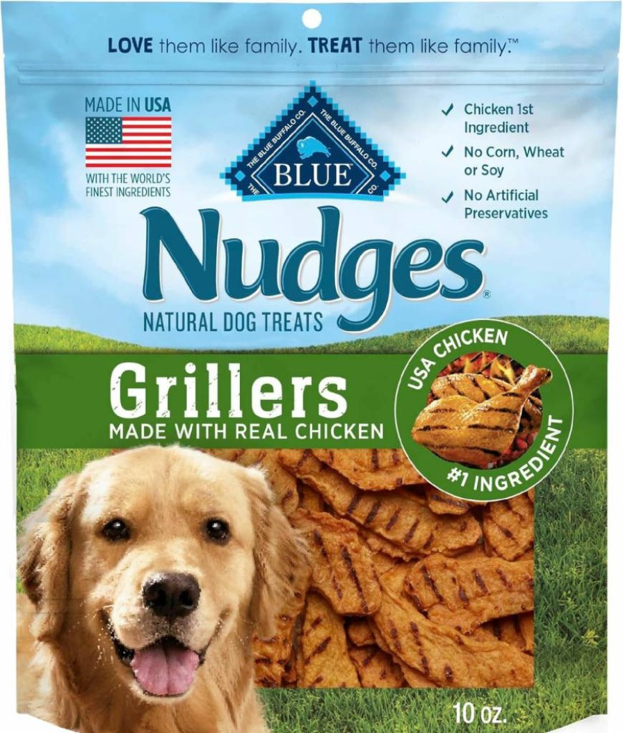 Blue Buffalo Nudges Grillers Natural Dog Treats with Real USA Beef, Steak Flavor, 36-Oz Bag – Made in USA