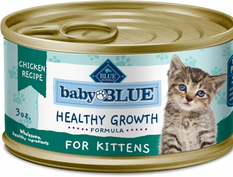 Blue Buffalo Kitten Wet Food Variety Pack - Grain-Free Chicken & Salmon Pate, High-Protein DHA Formula for Healthy Growth, 3oz Cans (6-Pack, 3 Each)