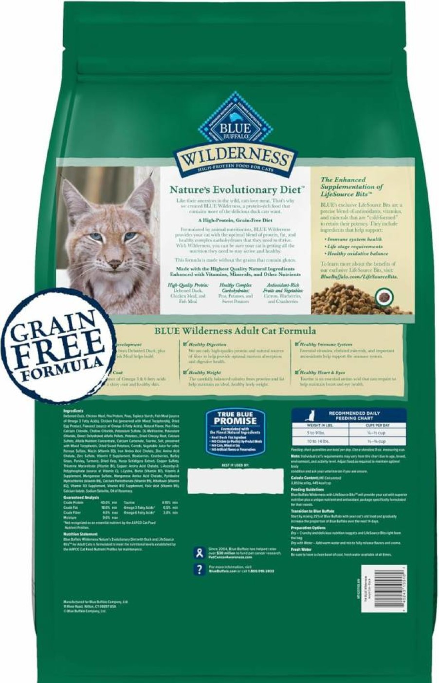BLUE WILDERNESS High-Protein Grain-Free Adult Dry Cat Food with Duck, Supports Health & Wellness, 11 Lb Bag