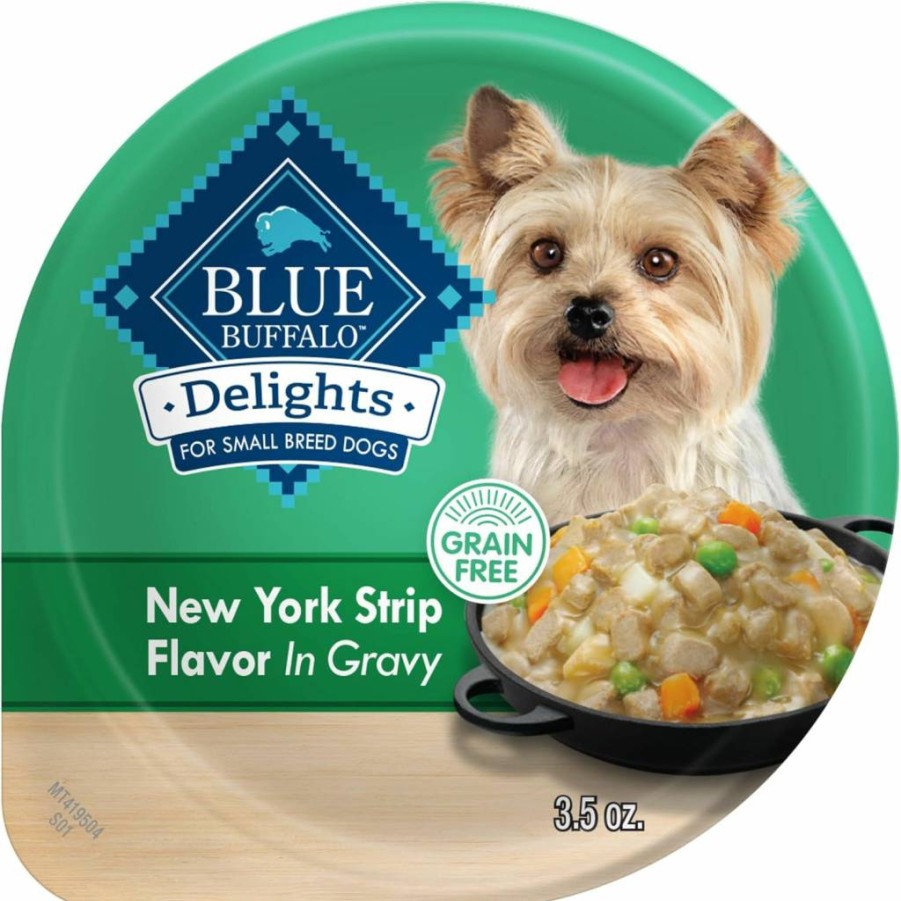 Blue Buffalo Delights Natural Wet Dog Food for Small Breeds, Rotisserie Chicken in Gravy, 3.5-Oz Cups (12-Pack)