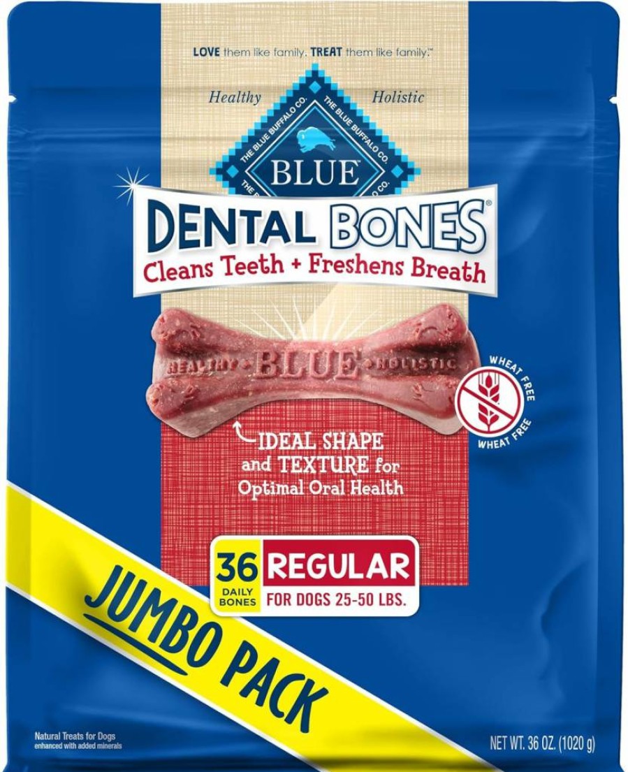 Blue Buffalo Regular Natural Dental Chew Dog Treats for Teeth Cleaning, 12oz Bag