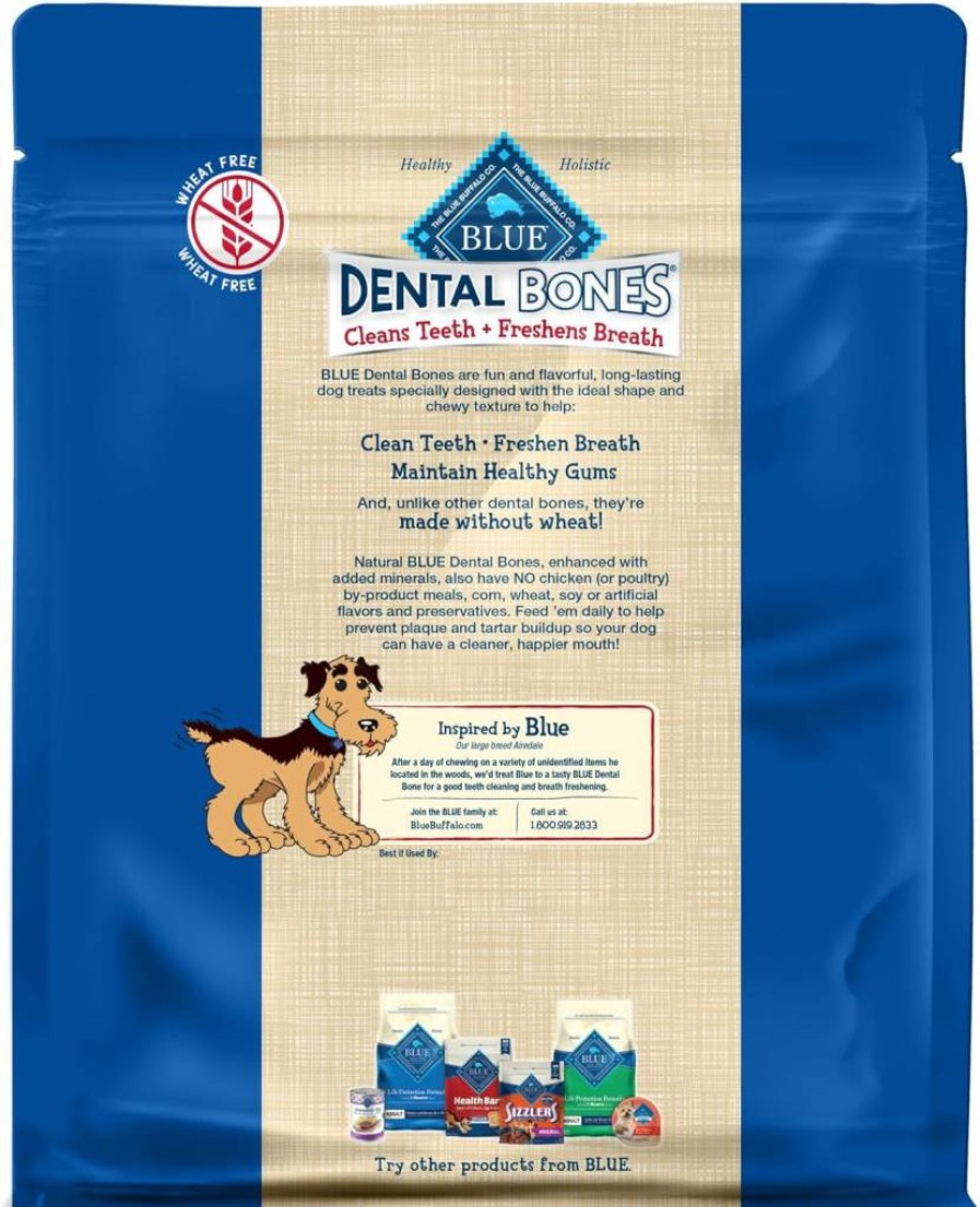 Blue Buffalo Regular Natural Dental Chew Dog Treats for Teeth Cleaning, 12oz Bag
