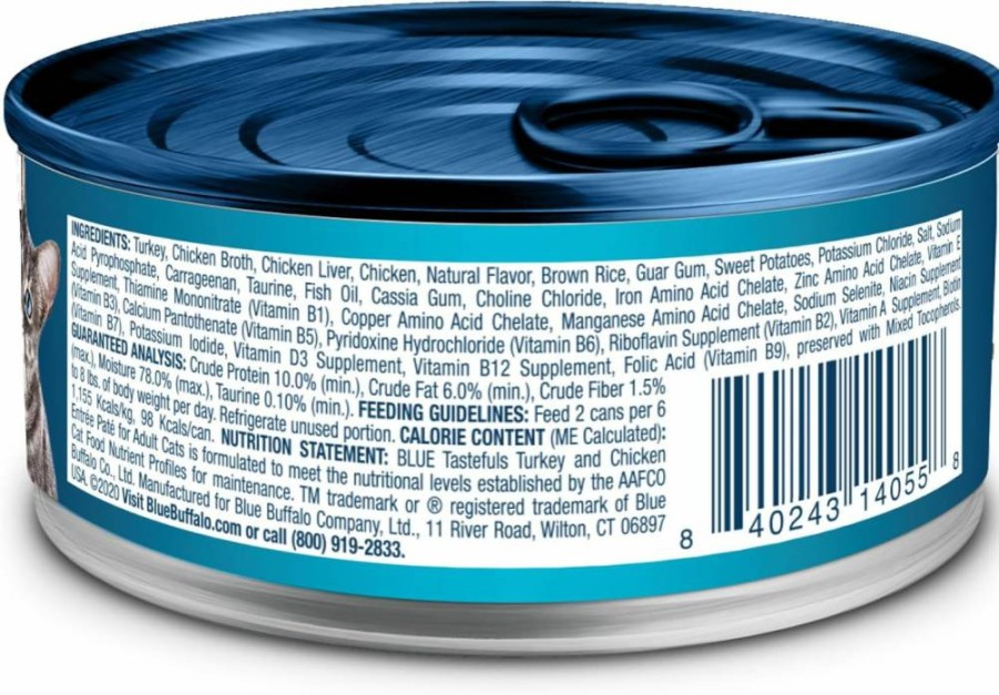 Blue Buffalo Tastefuls Natural Chicken Pate Wet Cat Food, 5.5-Oz Cans (Pack of 24) - Grain-Free, High Protein