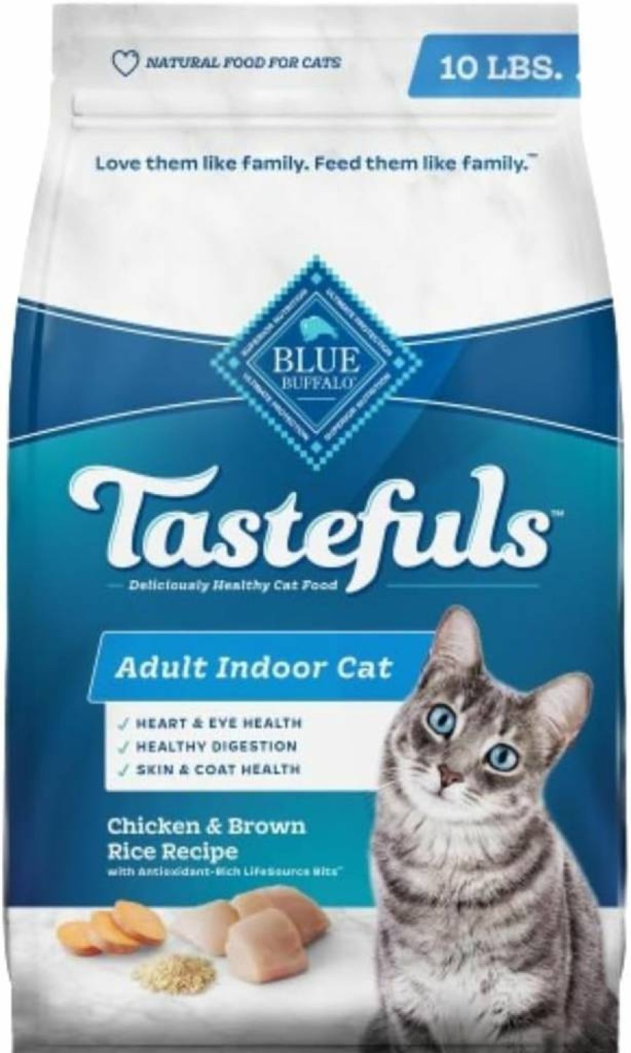 Blue Buffalo Tastefuls Natural Adult Indoor Cat Food, Salmon & Brown Rice Recipe, 15 lb Dry Food Bag