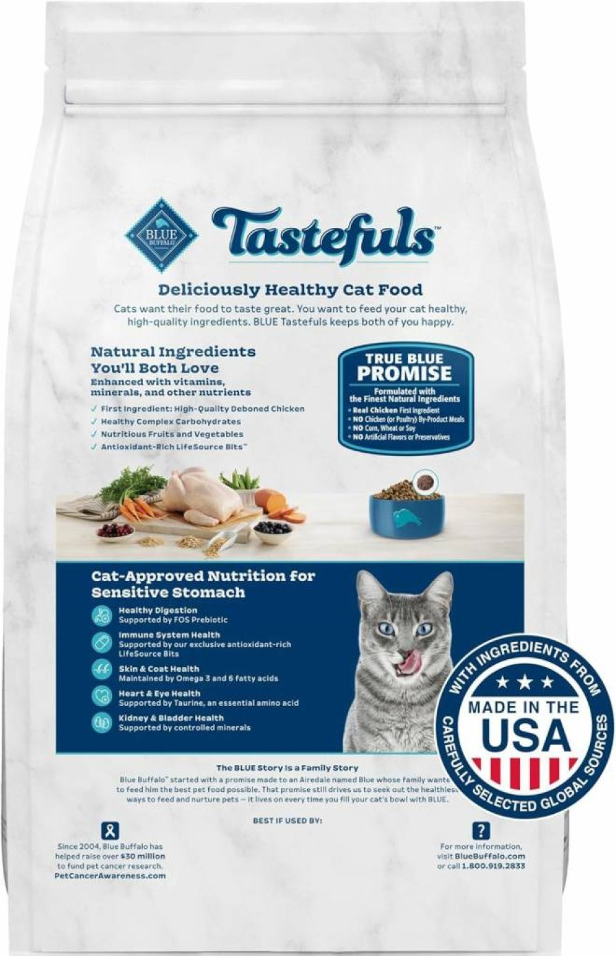 Blue Buffalo Tastefuls Natural Adult Indoor Cat Food, Salmon & Brown Rice Recipe, 15 lb Dry Food Bag