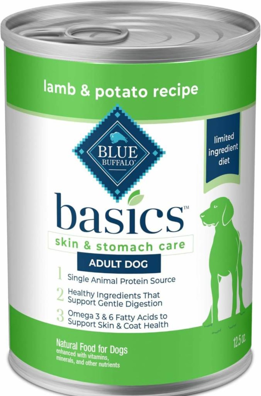 Blue Buffalo Basics Limited Ingredient Grain-Free Wet Dog Food for Adult Dogs - Turkey Recipe, Skin & Stomach Care, 12.5 Oz Cans (Pack of 12)