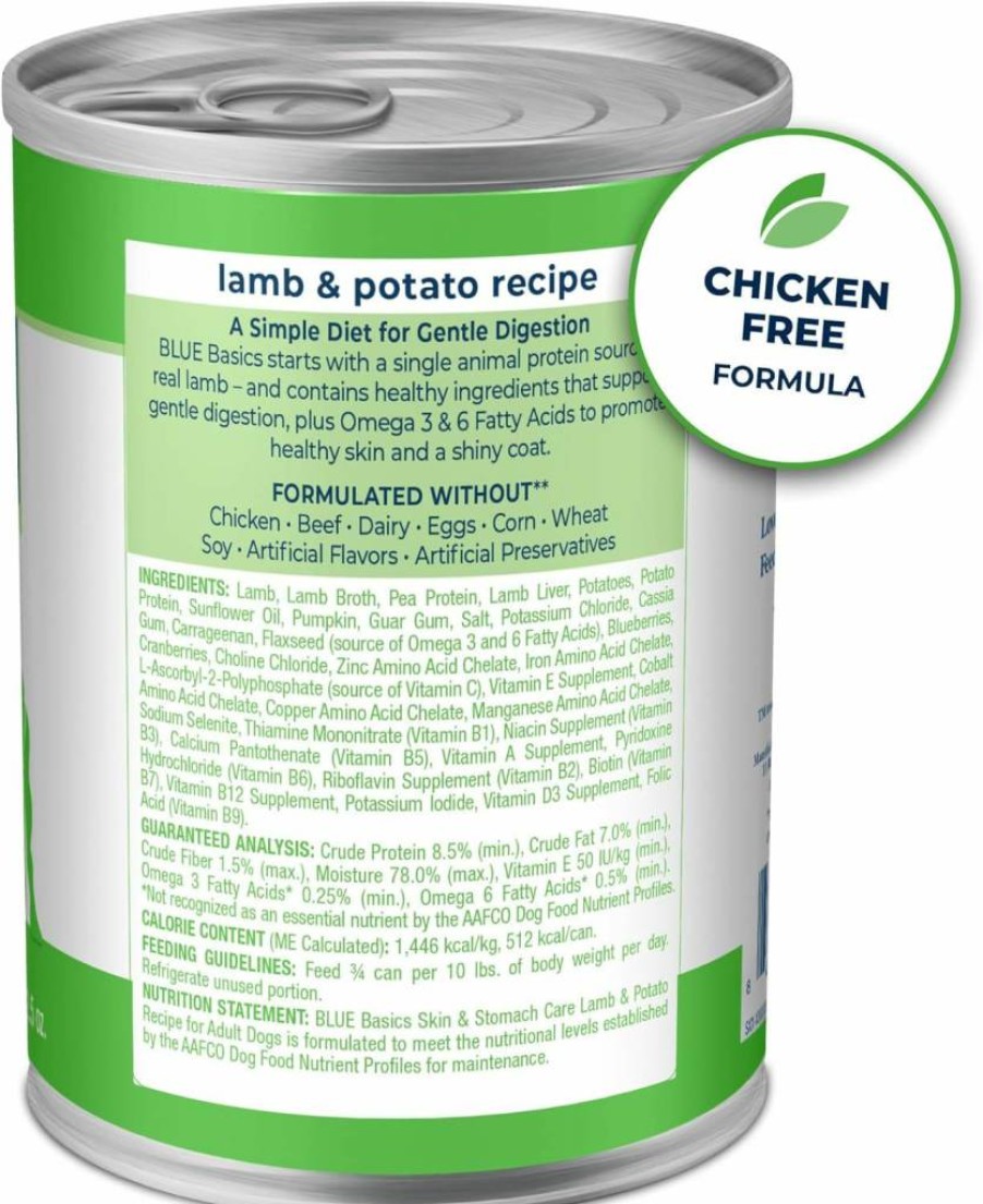 Blue Buffalo Basics Limited Ingredient Grain-Free Wet Dog Food for Adult Dogs - Turkey Recipe, Skin & Stomach Care, 12.5 Oz Cans (Pack of 12)