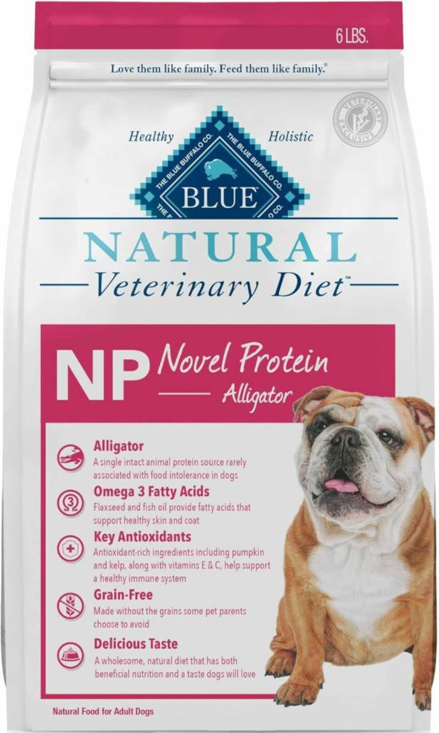 Blue Buffalo Natural Veterinary Diet NP Novel Protein Alligator Dry Dog Food - Vet Prescription Required, 6lb Bag, Food Sensitivity Formula