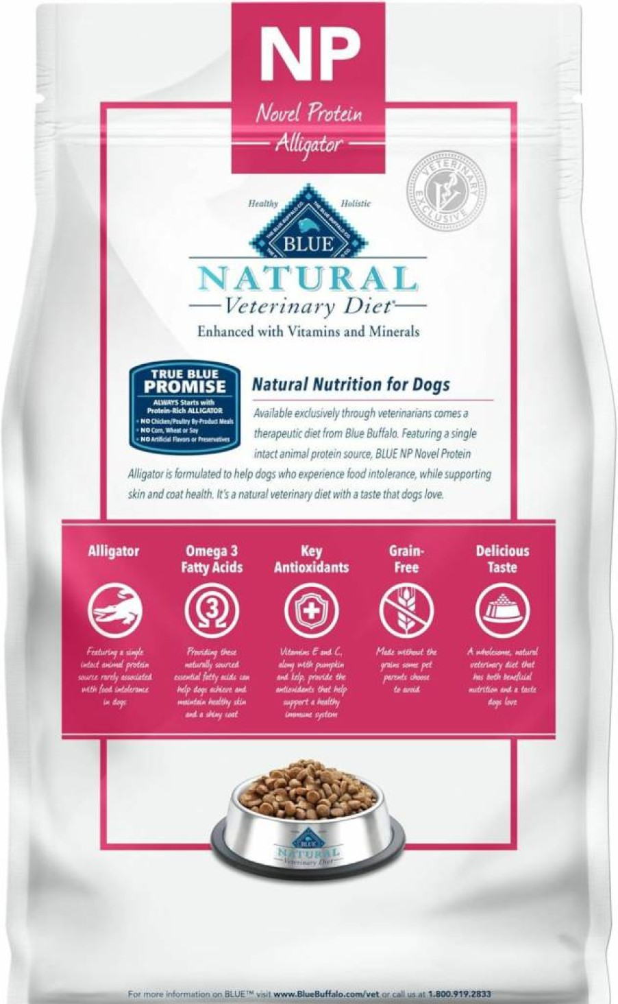 Blue Buffalo Natural Veterinary Diet NP Novel Protein Alligator Dry Dog Food - Vet Prescription Required, 6lb Bag, Food Sensitivity Formula