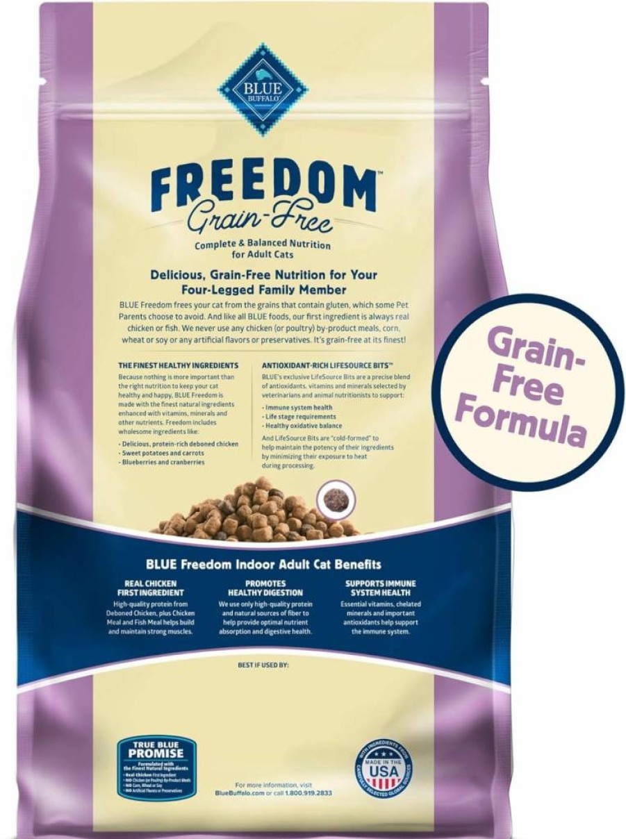 Blue Buffalo Freedom Grain-Free Adult Dry Cat Food, Chicken Recipe, 11-Lb Bag - Natural Ingredients for Indoor Cats, Complete & Balanced Nutrition