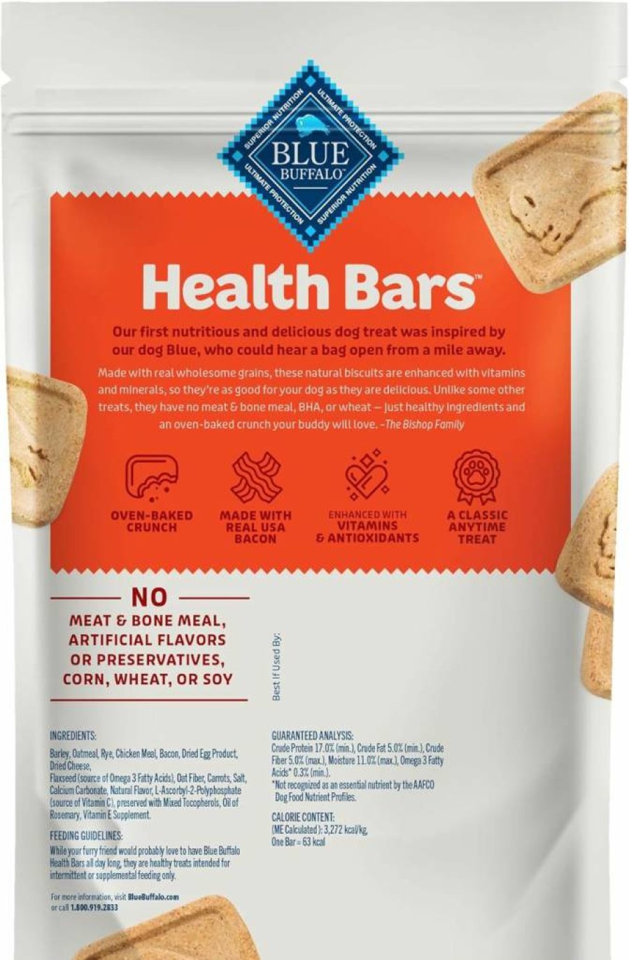 Blue Buffalo Oven-Baked Bacon, Egg & Cheese Crunchy Dog Treats with Natural Ingredients, 3 lb Bag