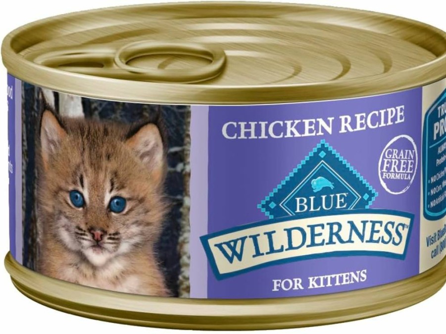 Blue Buffalo Wilderness Grain-Free Chicken Pate Wet Kitten Food - High Protein, 3 Oz Cans (24 Pack)