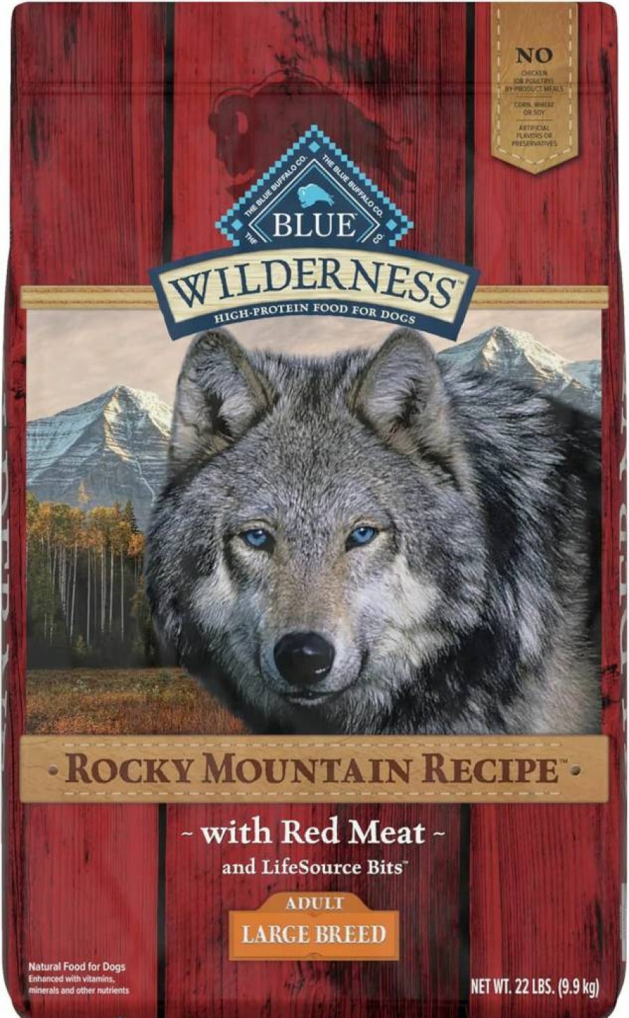 Blue Buffalo Wilderness High Protein Natural Dry Dog Food for Large Breed Adults, Red Meat Recipe, 22-Lb Bag