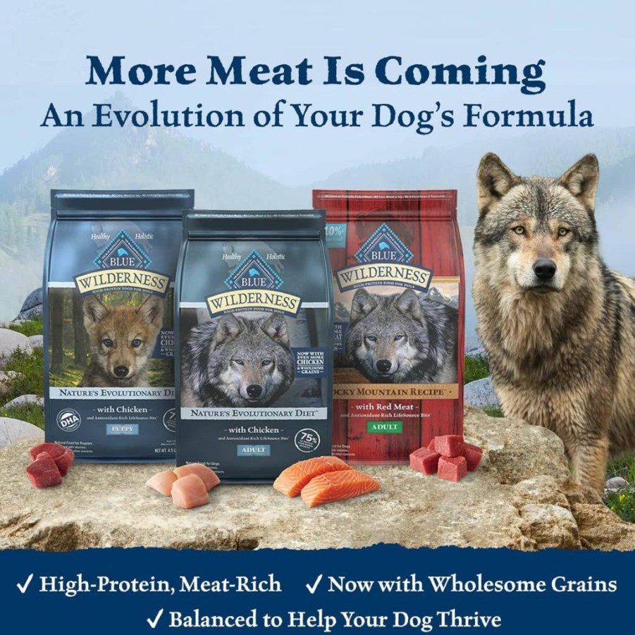Blue Buffalo Wilderness High Protein Natural Dry Dog Food for Large Breed Adults, Red Meat Recipe, 22-Lb Bag