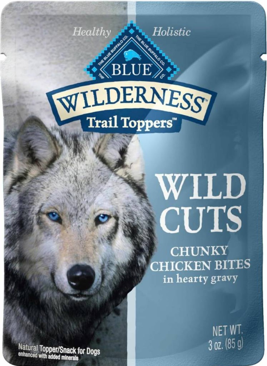 Blue Buffalo Wilderness High-Protein Grain-Free Wet Dog Food Variety Pack - Chicken & Beef Flavors, Natural Ingredients, 3-Oz Pouches (12 Count)