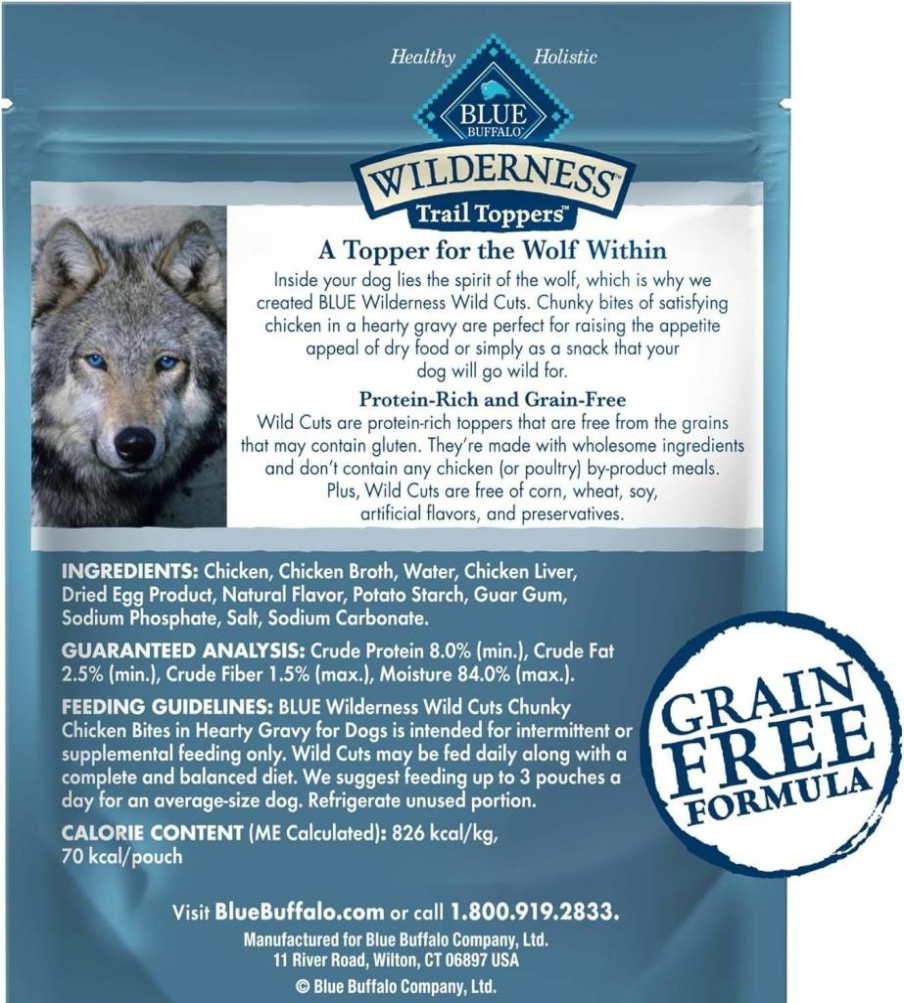 Blue Buffalo Wilderness High-Protein Grain-Free Wet Dog Food Variety Pack - Chicken & Beef Flavors, Natural Ingredients, 3-Oz Pouches (12 Count)