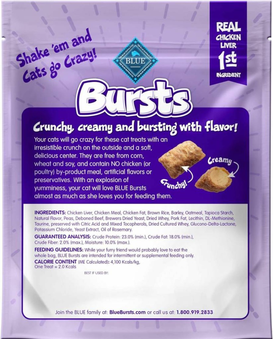 Blue Buffalo Paw-Lickin' Chicken Cat Treats - Crunchy & Creamy Training Snacks, 5-Oz Bag