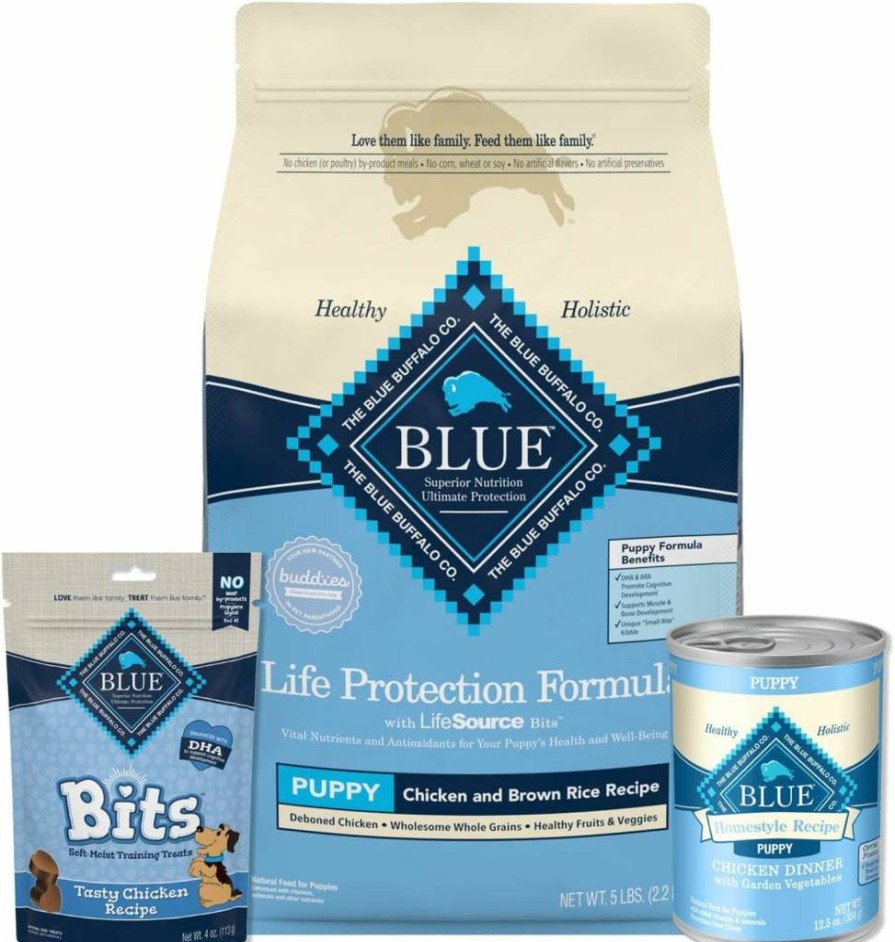 Blue Buffalo Homestyle Recipe Natural Chicken Dinner Wet Dog Food for Puppies, with Garden Vegetables & Brown Rice, 12.5-Oz Cans (12-Pack)