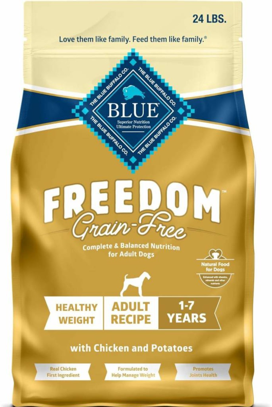 Blue Buffalo Freedom Grain-Free Healthy Weight Dry Dog Food, Chicken & Potato Recipe, 24-Lb Bag – Natural, Balanced Nutrition for Adult Dogs, Made in USA