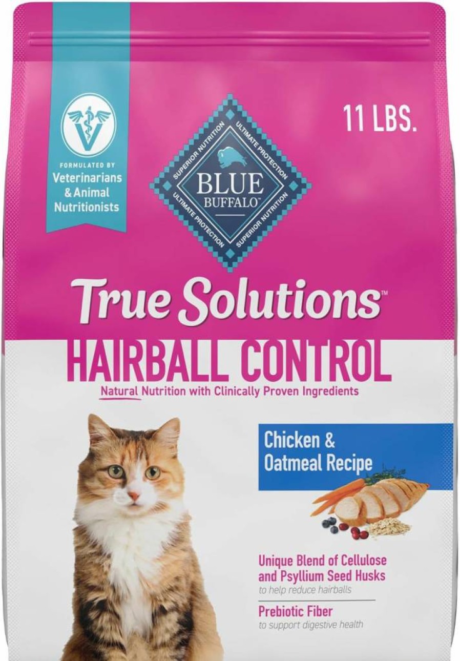 Blue Buffalo True Solutions Hairball Control Natural Adult Dry Cat Food, Chicken Recipe, 11 lb Bag