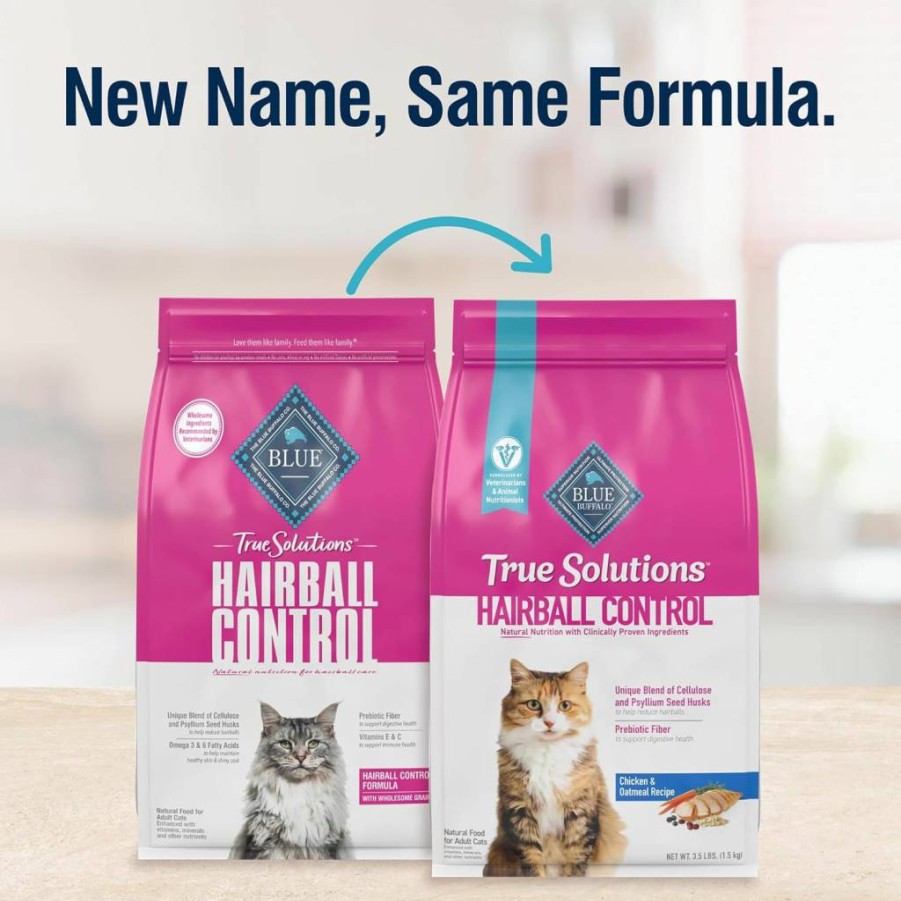 Blue Buffalo True Solutions Hairball Control Natural Adult Dry Cat Food, Chicken Recipe, 11 lb Bag
