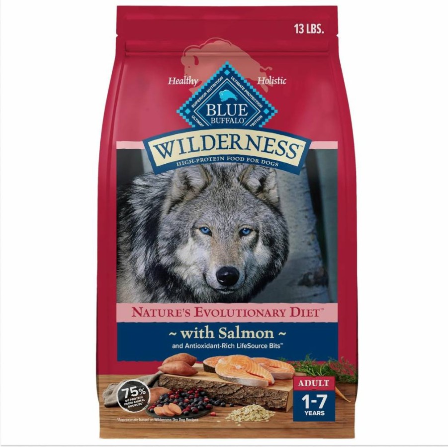 Blue Buffalo Wilderness High-Protein Adult Dry Dog Food, Chicken Recipe, 28lb Bag – Natural Grain-Free Nutrition for Active Dogs