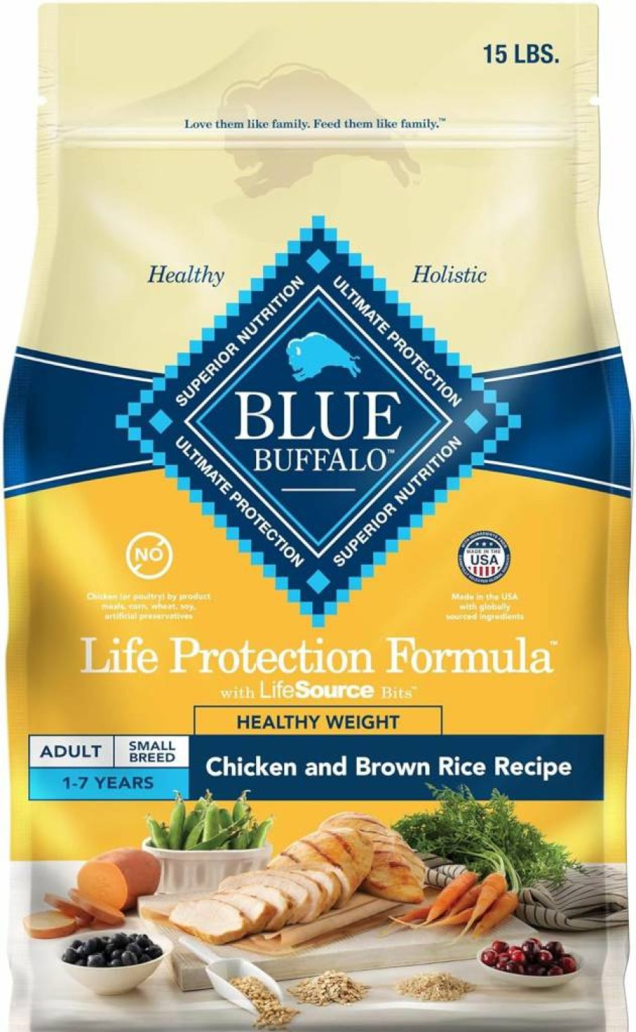 Blue Buffalo Healthy Weight Small Breed Dry Dog Food - Natural Chicken & Brown Rice Recipe, Ideal Weight Support, 5-Lb Bag