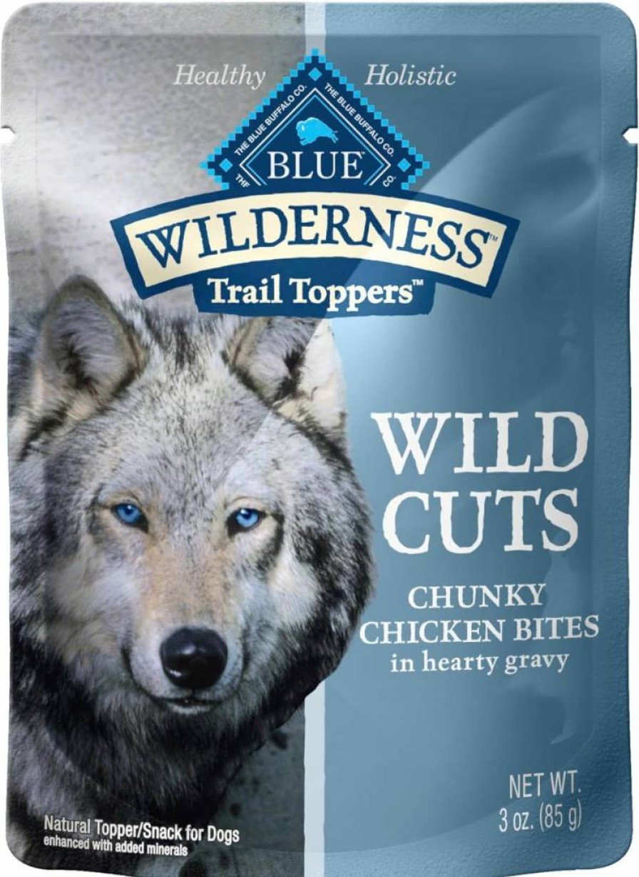Blue Buffalo Wilderness Wild Cuts High Protein Wet Dog Food Variety Pack - Beef, Salmon, Duck, Chicken in 3-Oz Pouches (24 Count)