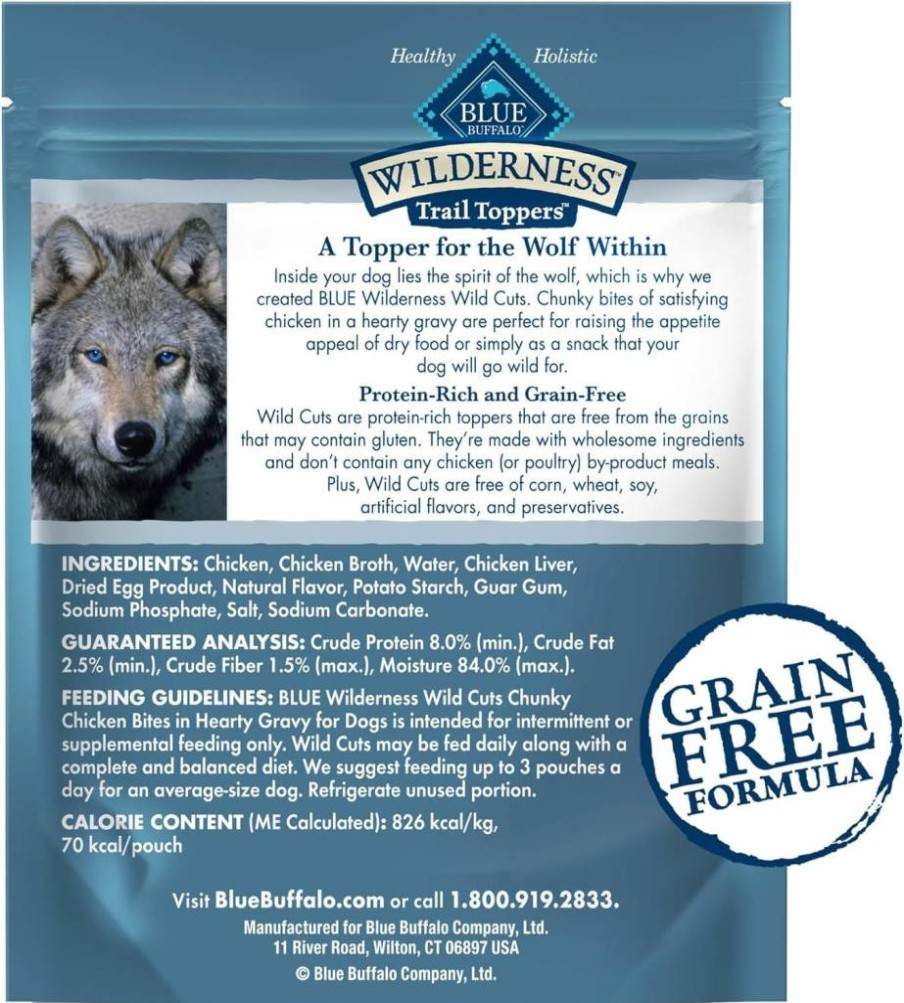 Blue Buffalo Wilderness Wild Cuts High Protein Wet Dog Food Variety Pack - Beef, Salmon, Duck, Chicken in 3-Oz Pouches (24 Count)