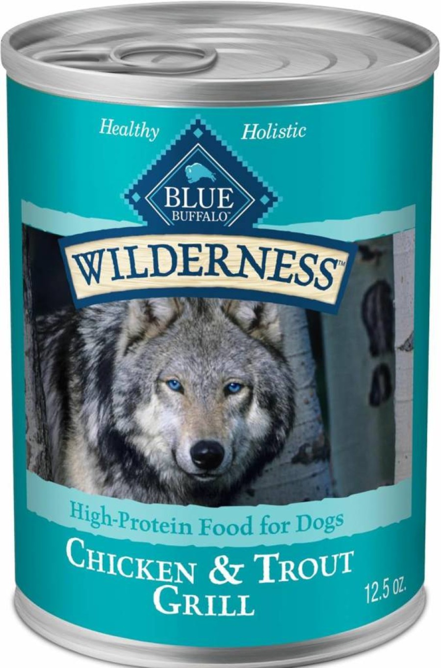 Blue Buffalo Wilderness High-Protein Grain-Free Wet Dog Food for Adult Dogs, Natural Duck & Chicken Recipe in 12.5-Oz Cans (12-Pack)