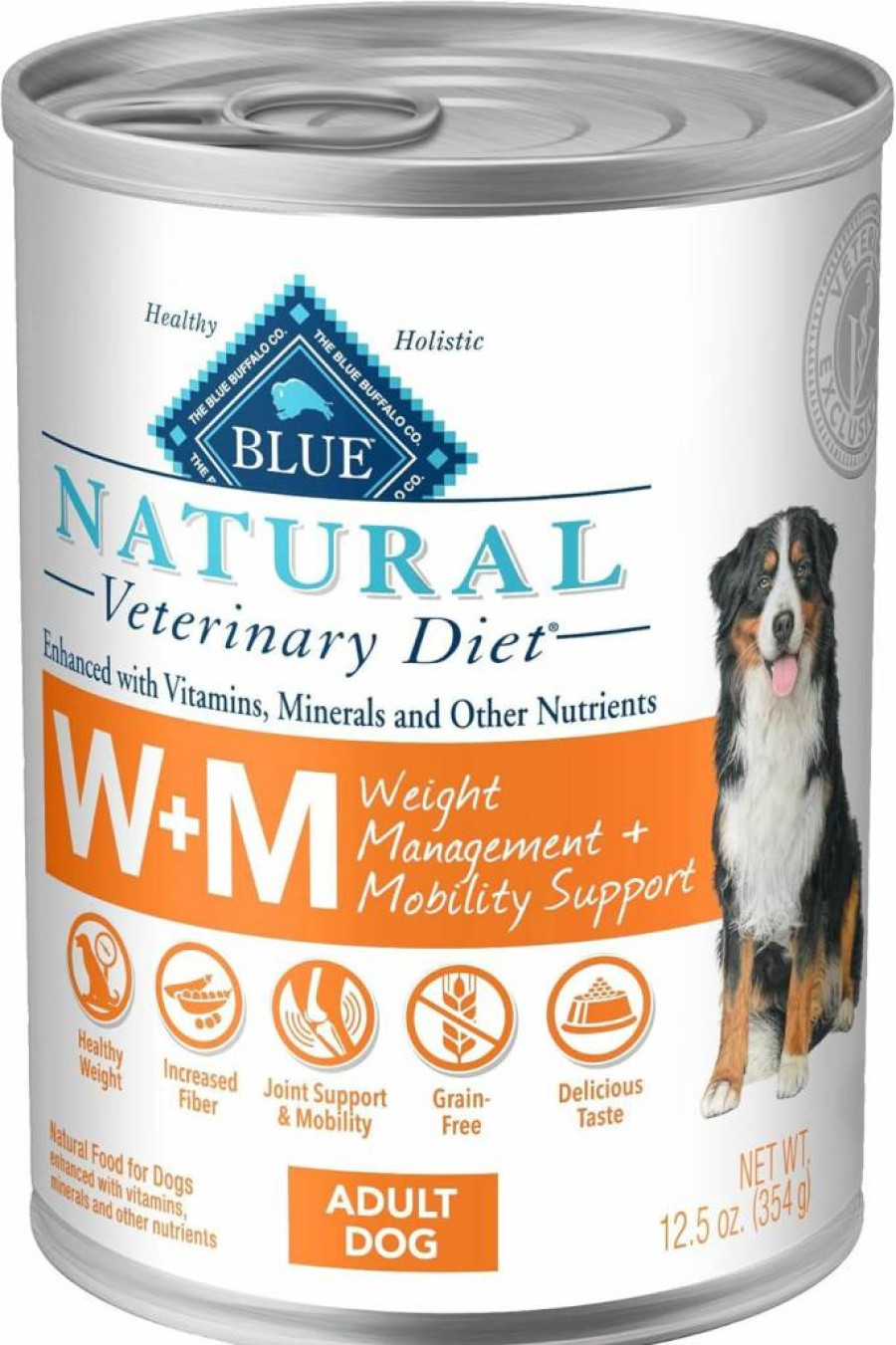 Blue Buffalo W+M Veterinary Diet Wet Dog Food - Weight Management & Mobility Formula, Whitefish Recipe, 12.5-Oz Cans (Pack of 12) - Vet Prescription Required
