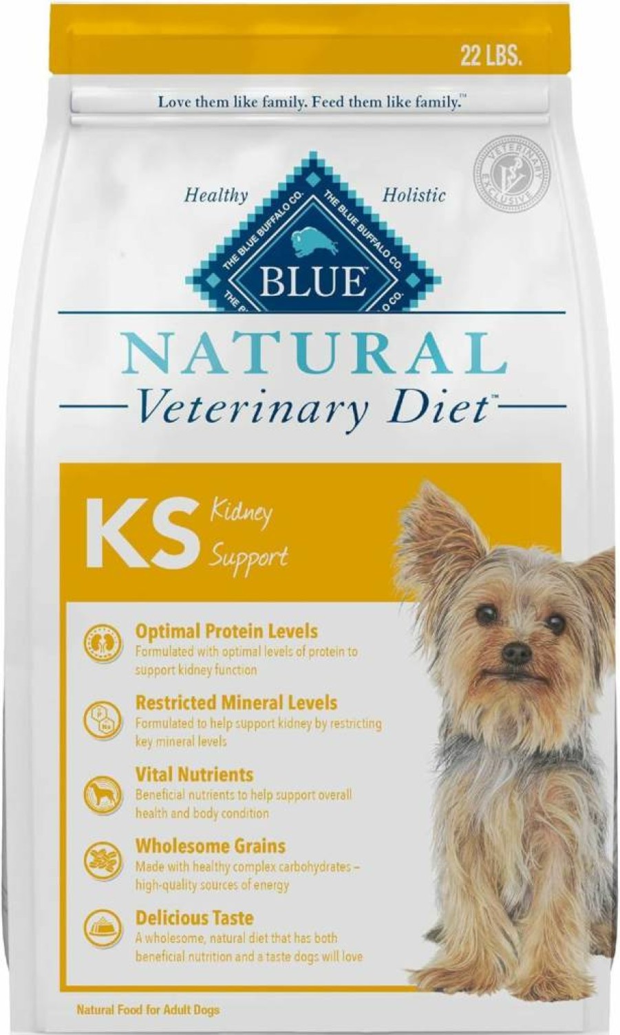 Blue Buffalo Veterinary Diet KS Kidney Support Dry Dog Food - Chicken Flavor, 22 lb Bag for Kidney Health