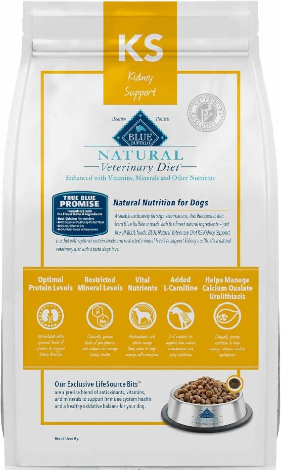 Blue Buffalo Veterinary Diet KS Kidney Support Dry Dog Food - Chicken Flavor, 22 lb Bag for Kidney Health