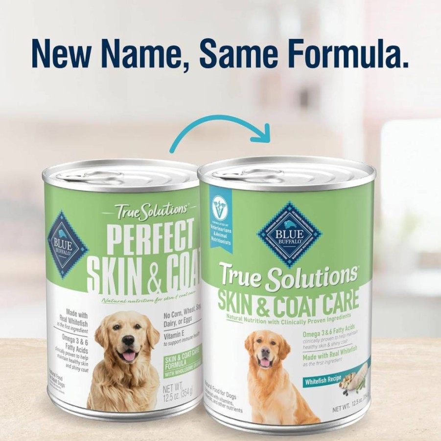 Blue Buffalo True Solutions Natural Skin & Coat Care Wet Dog Food for Adults, Whitefish Recipe, Grain-Free, 12.5-Oz Cans (12-Pack)