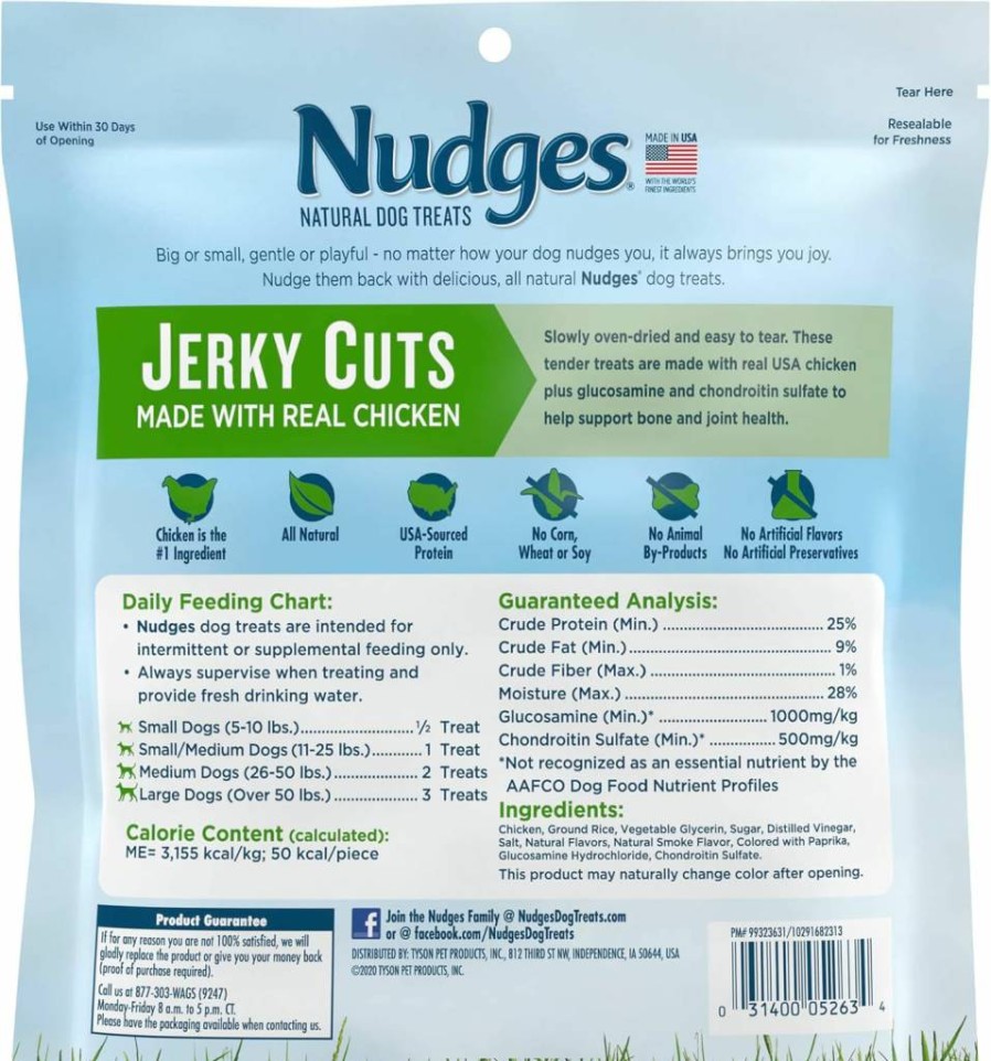 Blue Buffalo Nudges Natural Jerky Cuts Dog Treats - Chicken & Duck Flavor, 16oz USA-Made Grain-Free Snacks for Dogs