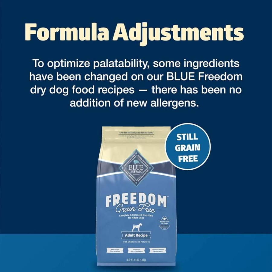Blue Buffalo Freedom Grain-Free Adult Dry Dog Food, Natural Chicken & Potato Recipe, 4-Lb Bag, USA Made, Balanced Nutrition for Dogs