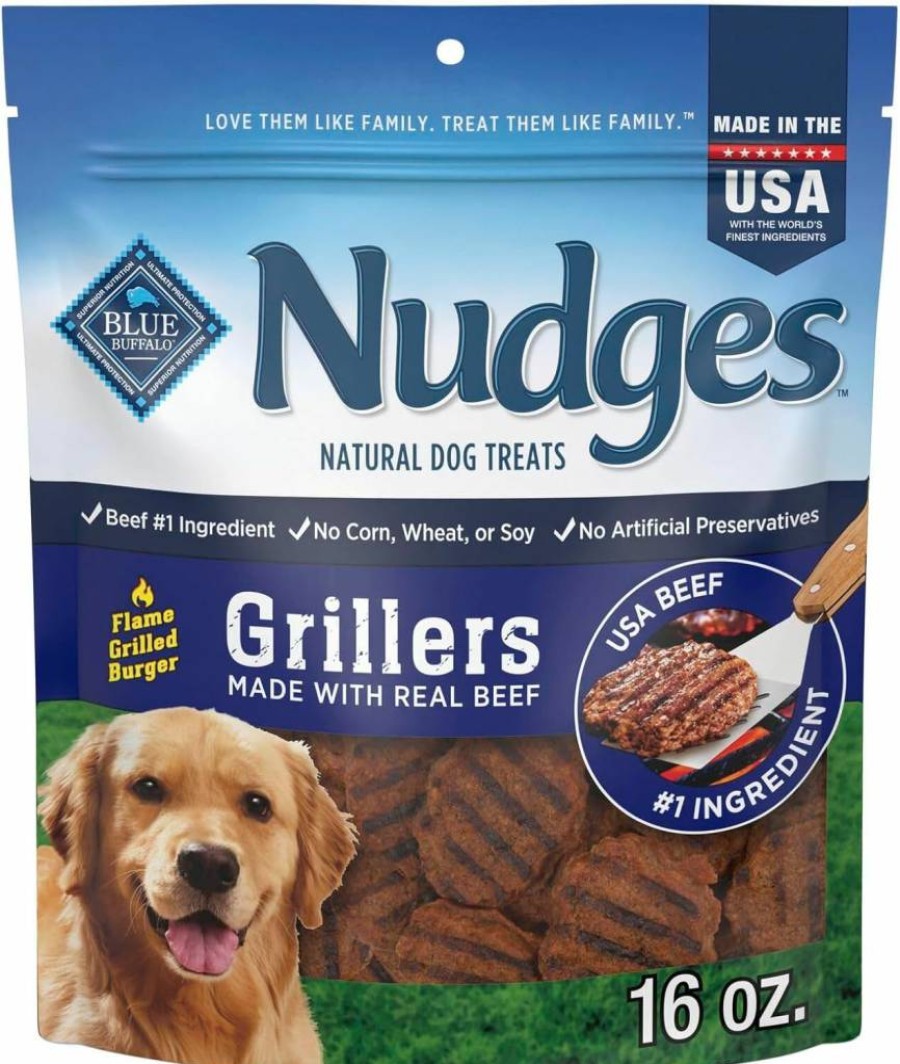 Blue Buffalo Nudges Homestyle Natural Dog Treats with Real Chicken, Peas & Carrots - USA Made, 16oz Bag