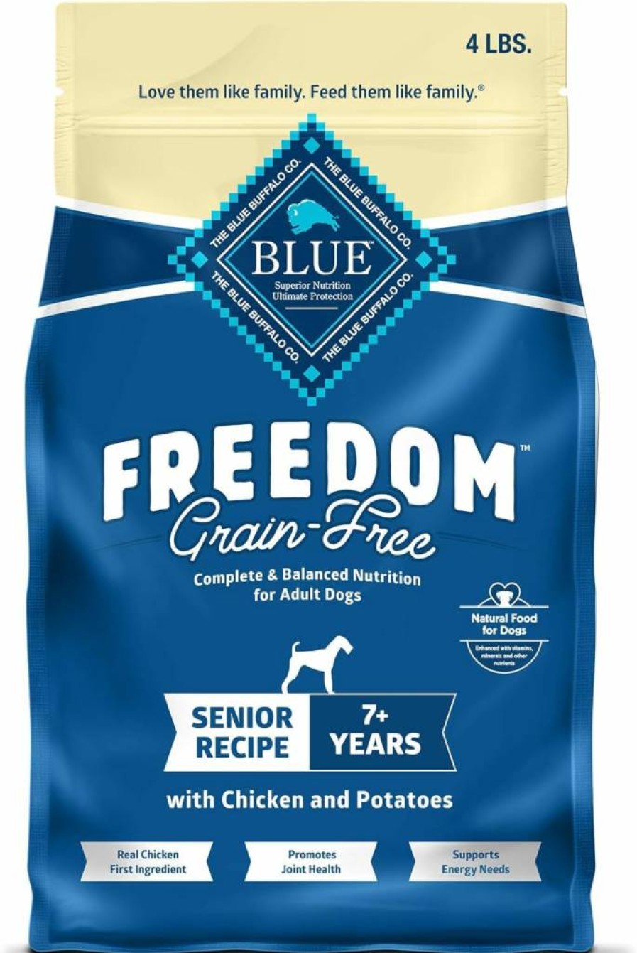 Blue Buffalo Freedom Grain-Free Senior Dry Dog Food with Chicken & Potatoes, 11-Lb Bag - Natural USA-Made Recipe for Active Dogs