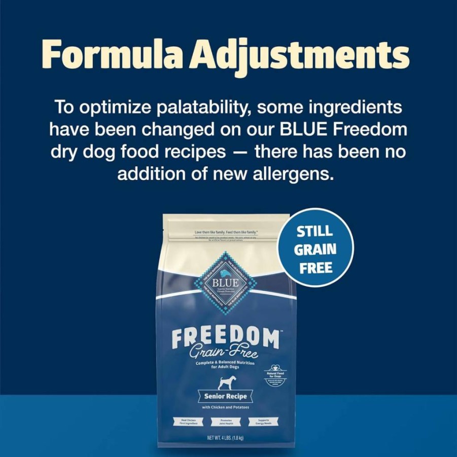 Blue Buffalo Freedom Grain-Free Senior Dry Dog Food with Chicken & Potatoes, 11-Lb Bag - Natural USA-Made Recipe for Active Dogs